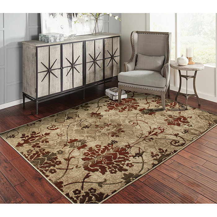 Fleur De Lis Living Singletary Floral Wool Burgundy, Brown, Taupe